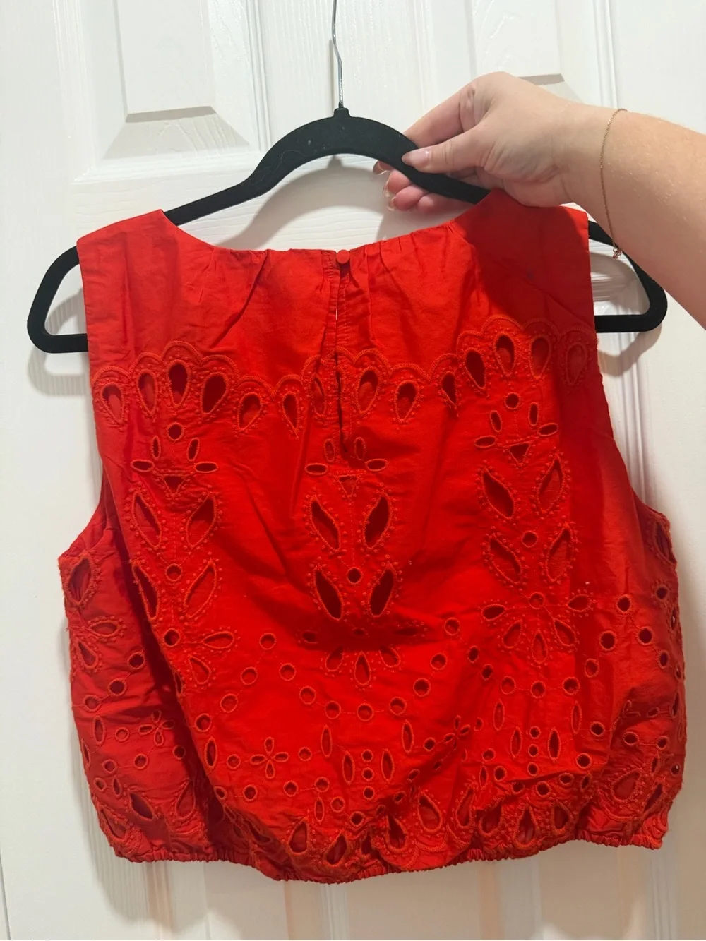 Madewell Embroidered Sleeveless Bubble Top Poplin Wild Poppy Size Small